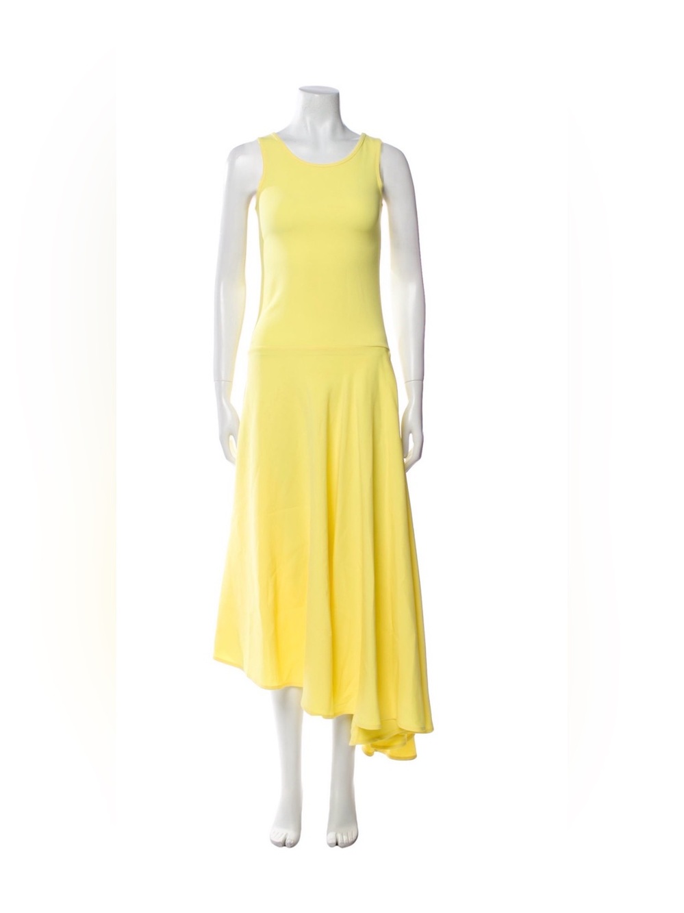 Maggie Marilyn Women’s Yellow Asymmetrical Flowy Sleeveless Maxi Dress Size 4